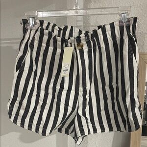 miami Black & White Vertical Stripe High Waist Shorts